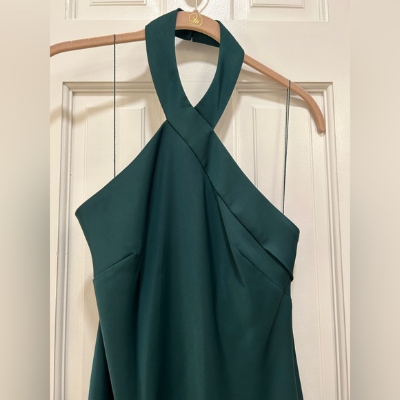 NWOT ✨Aidan Mattox Women's Green Sleeveless Halter-Neck Midi A-Line Dress Size 0 - Picture 3 of 8